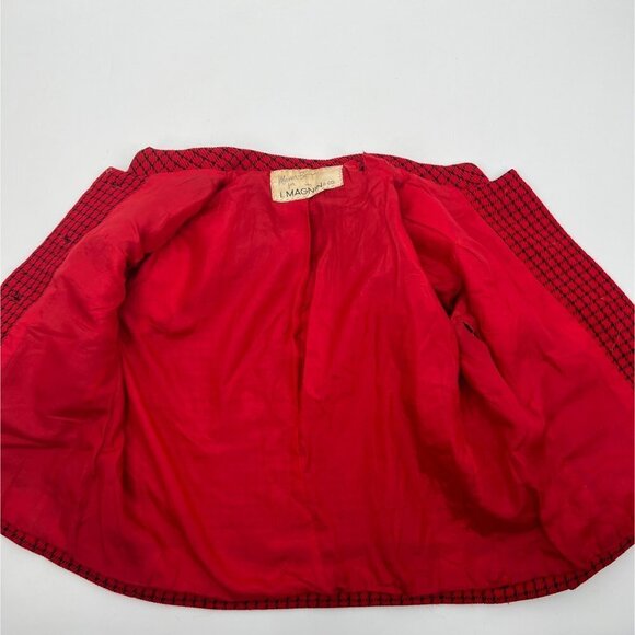 Manor-Bourne for I. Magnin & Co Vintage 60s Red‎ Jacket Jackie O Size M/L - Picture 10 of 15